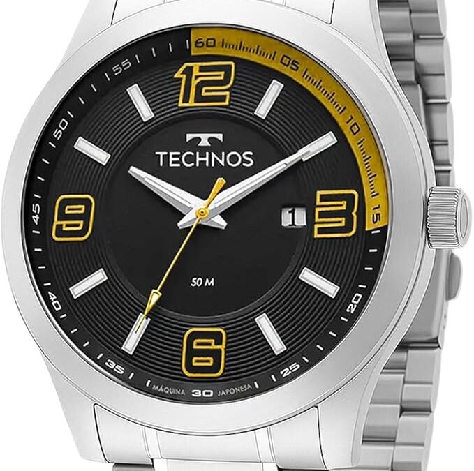 Technos 2115KLM1L (Aço Prata, mostrador preto fosforescente, calendário, 50M) vs Technos 2315LAT1C (Aço Inox Prata, analógico resistente à água) — comparativo GRANDE + SEO